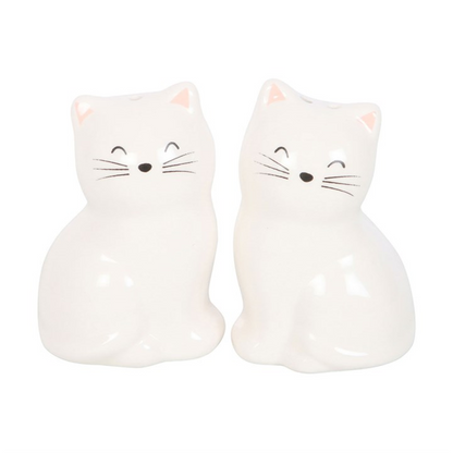 White Cat Shaped Salt and Pepper Shakers