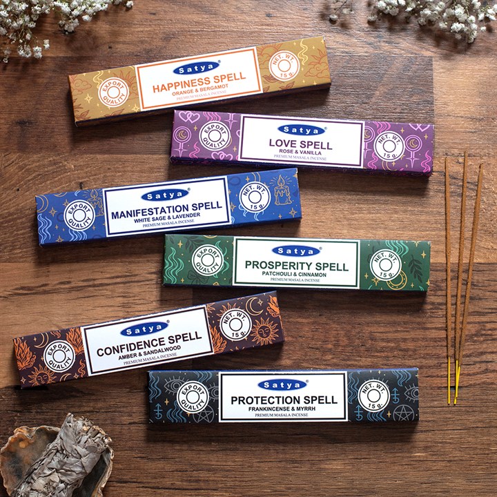 Set of 6 Spell Incense Stick Packs by Satya
