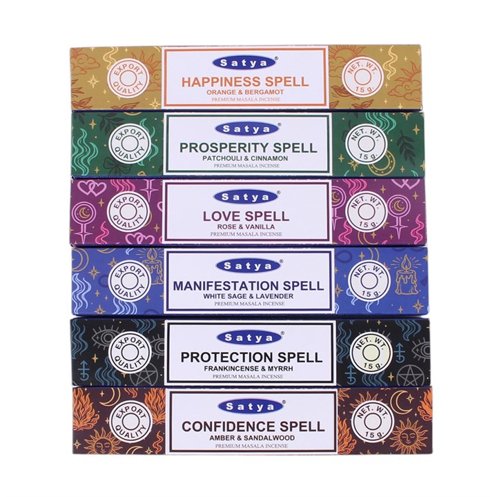 Set of 6 Spell Incense Stick Packs by Satya