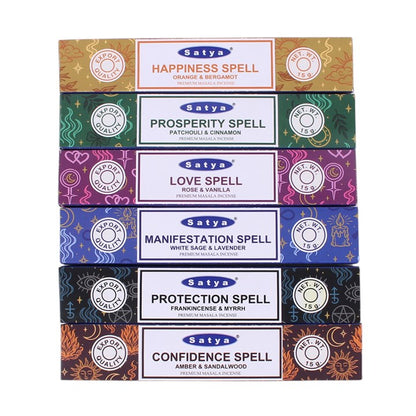 Set of 6 Spell Incense Stick Packs by Satya