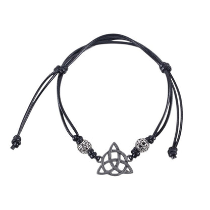 Black Celtic Triquetra Knot Cord Bracelet