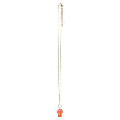 Orange Aura Crystal Mushroom Necklace Greeting Card