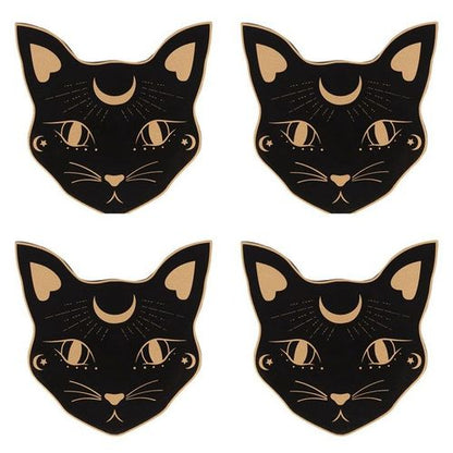Mystic Mog Cat Face Coaster Set